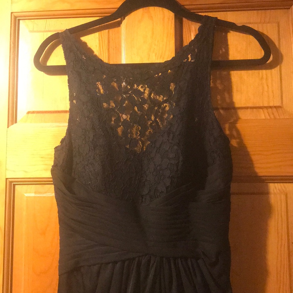Black David’s Bridal gown top lace